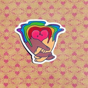 Love Hands LGBTQIA + Rainbow Vibrant Pride Single Decor Design Accent Sticker